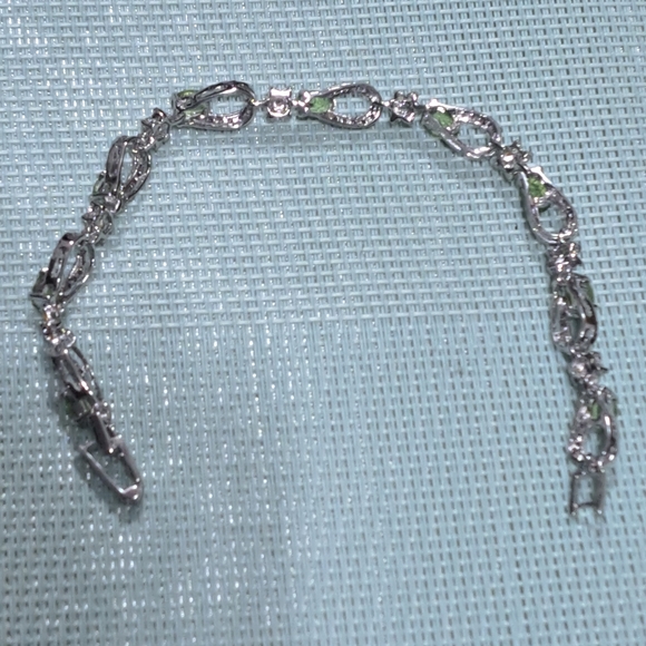 Unheated Oval peridot,Rhodolite,sapphire 7.5" 14 kwgp over sterling silver NWOT - Picture 7 of 10